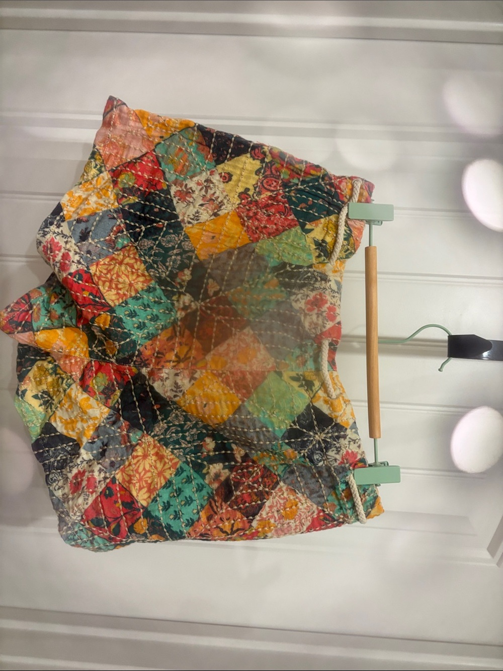 Free People Quilted Patchwork Drawstring Shorts — Multi Color - Picture 3 of 4